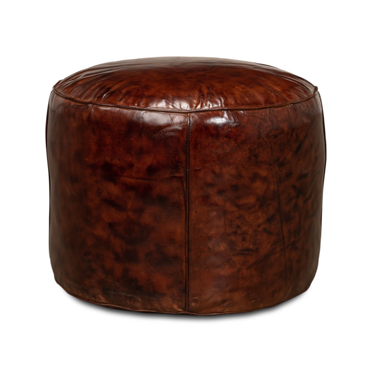 Casual Round Leather Stool - English Georgian America