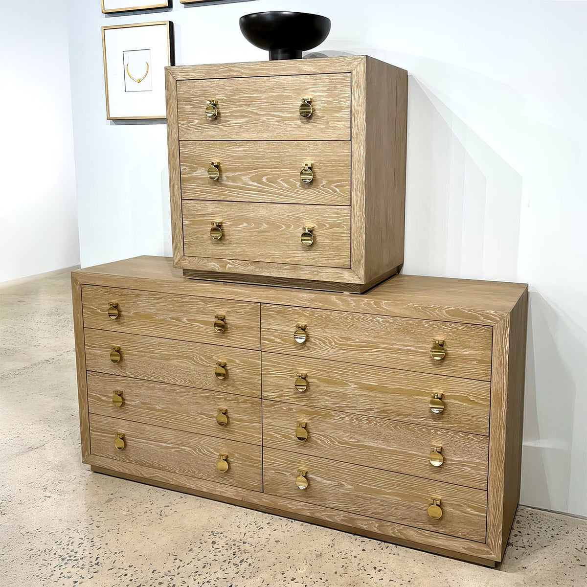 Cerused Oak Bedside Chest - English Georgian America