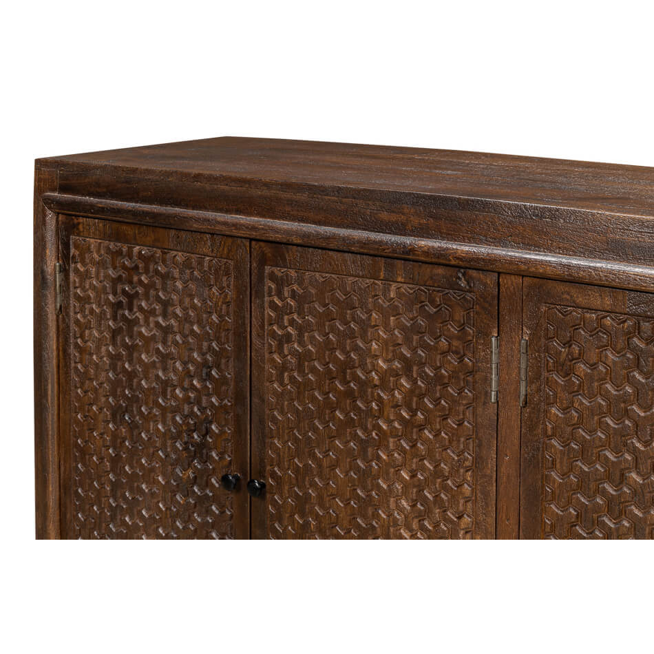 Chainmail Pattern Carved Sideboard - English Georgian America