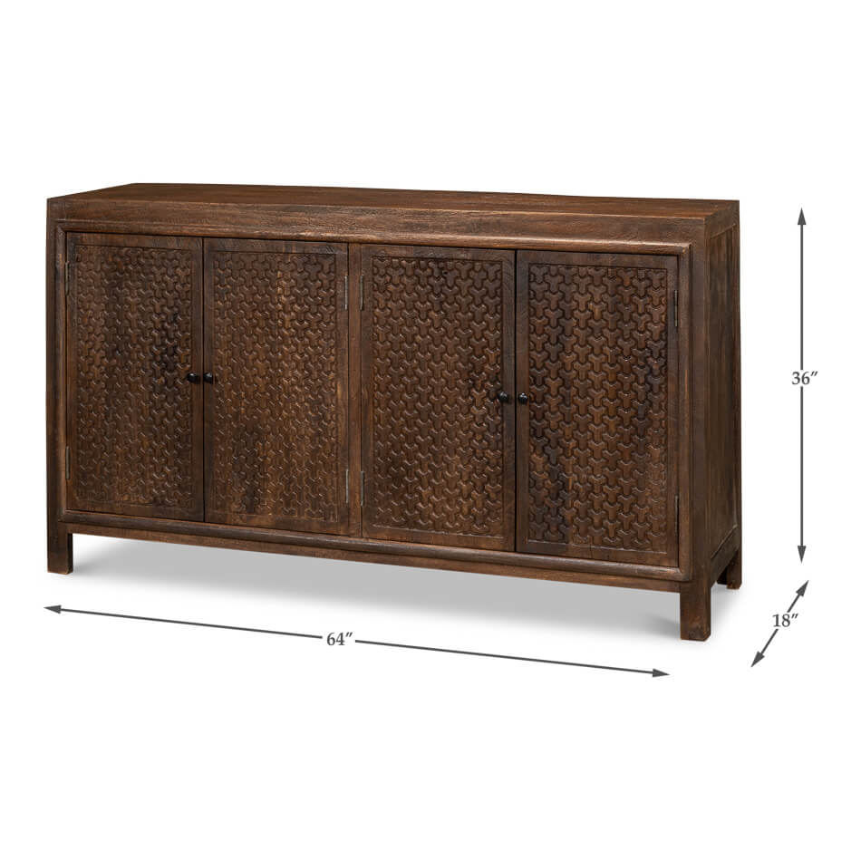 Chainmail Pattern Carved Sideboard - English Georgian America