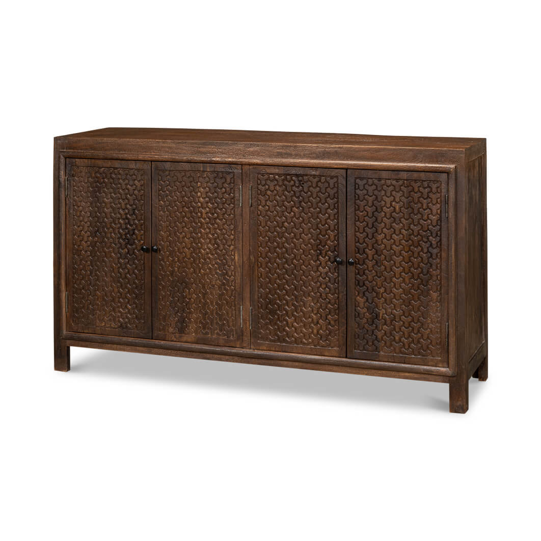 Chainmail Pattern Carved Sideboard - English Georgian America