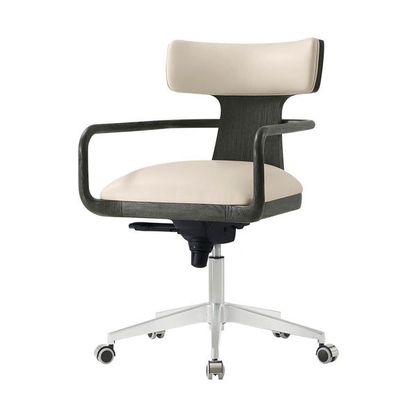 Charcoal Finish Organic Modern Desk Chair Elegant Office Seating English Georgian America