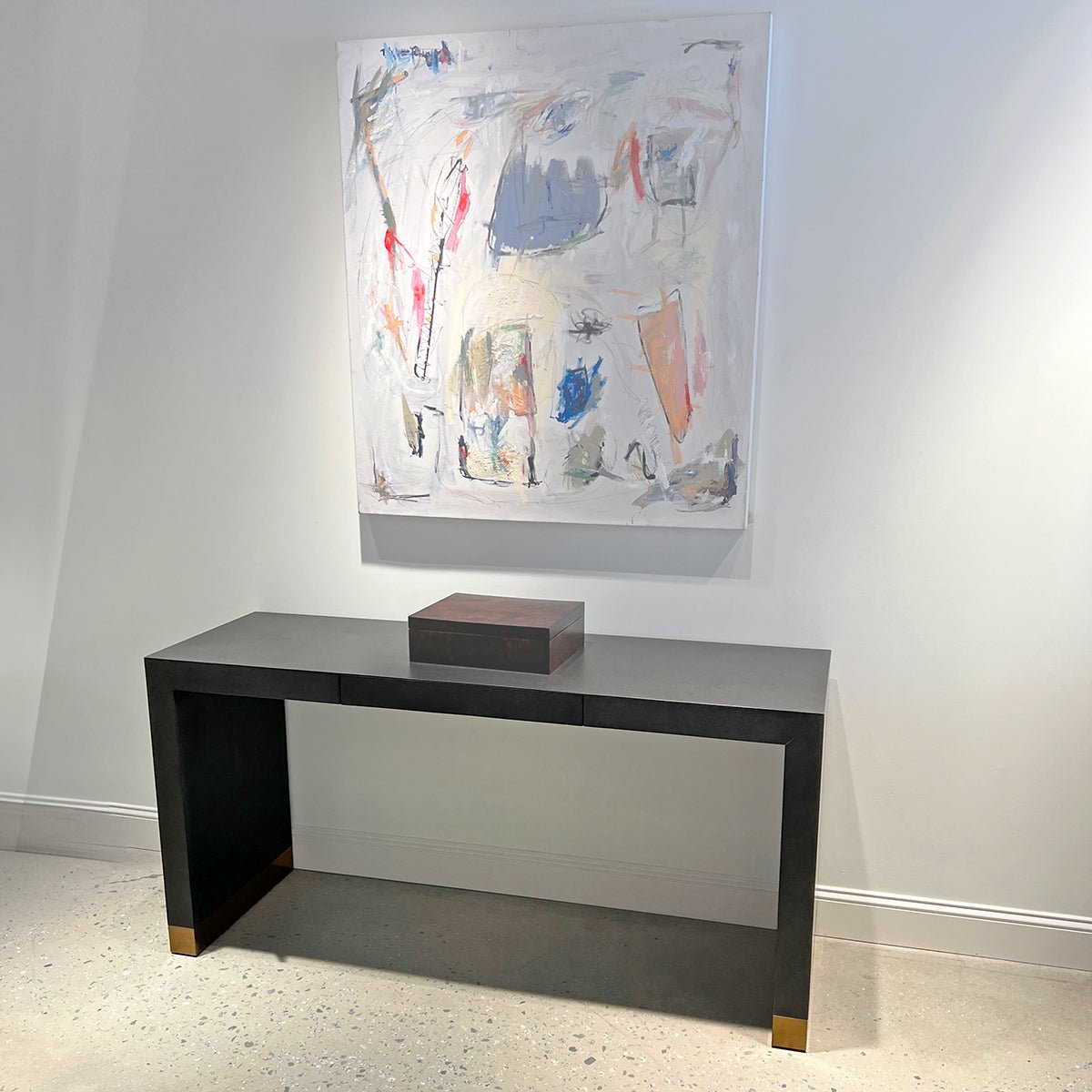 Charcoal Modern Waterfall Console Table - English Georgian America