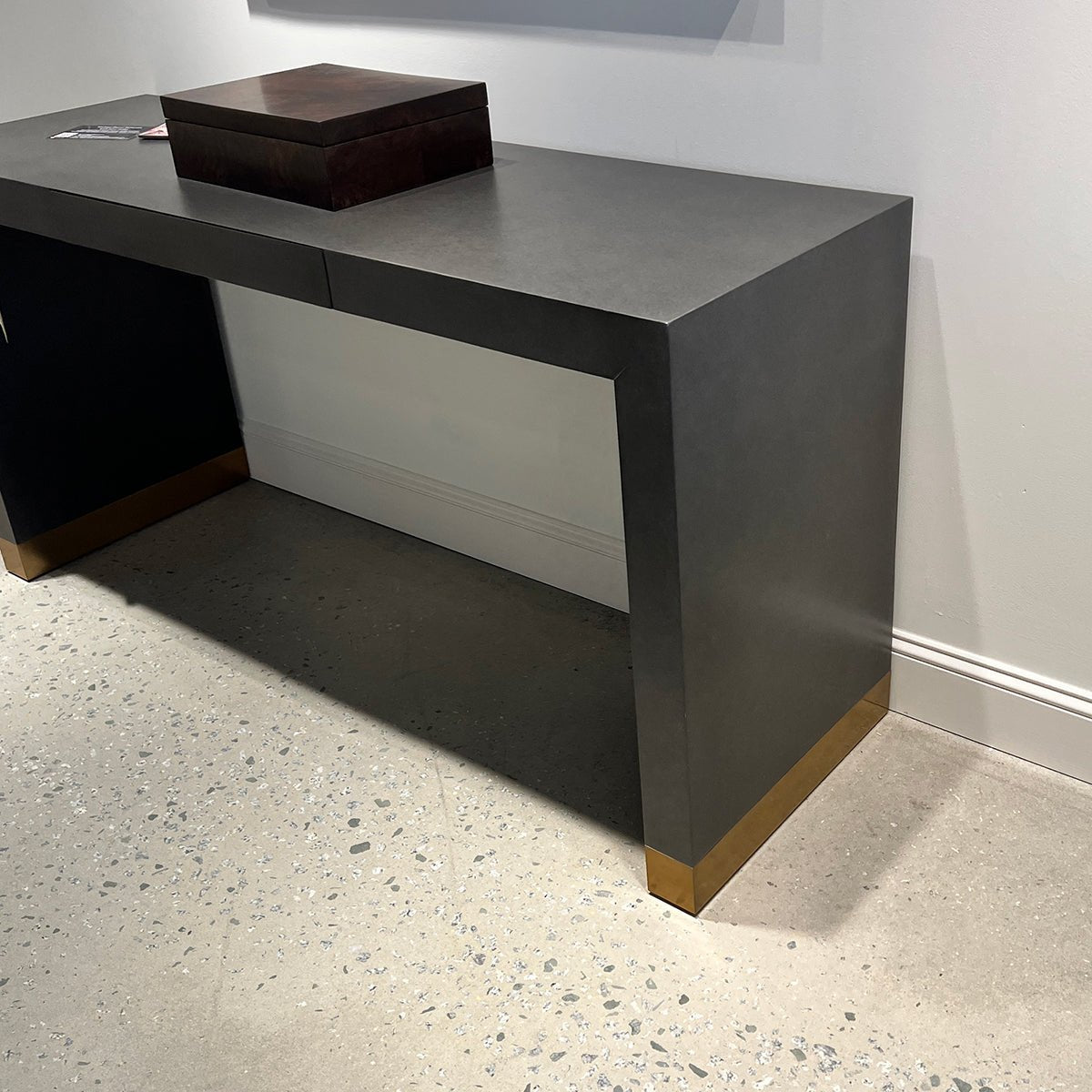 Charcoal Modern Waterfall Console Table - English Georgian America