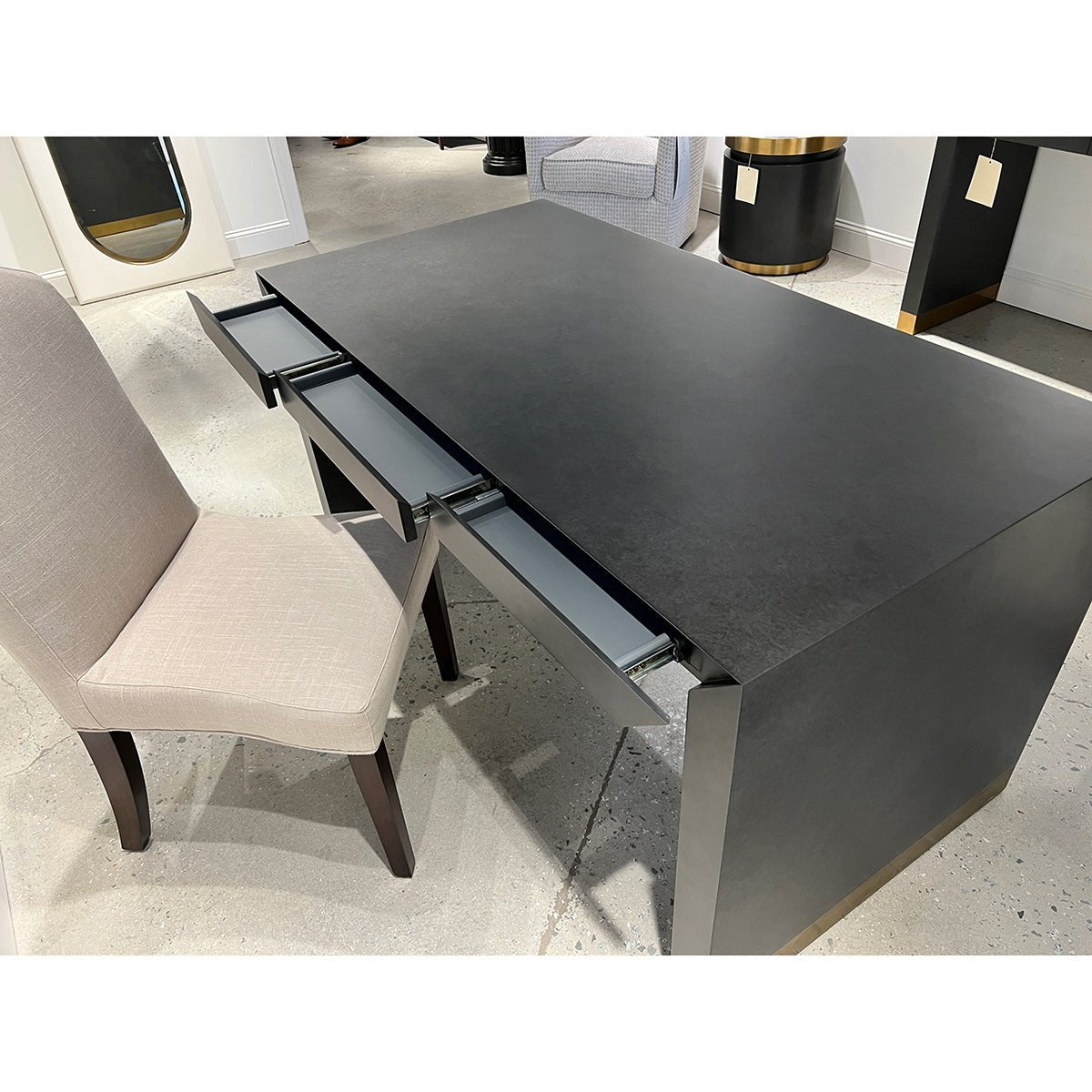 Charcoal Modern Waterfall Desk - English Georgian America