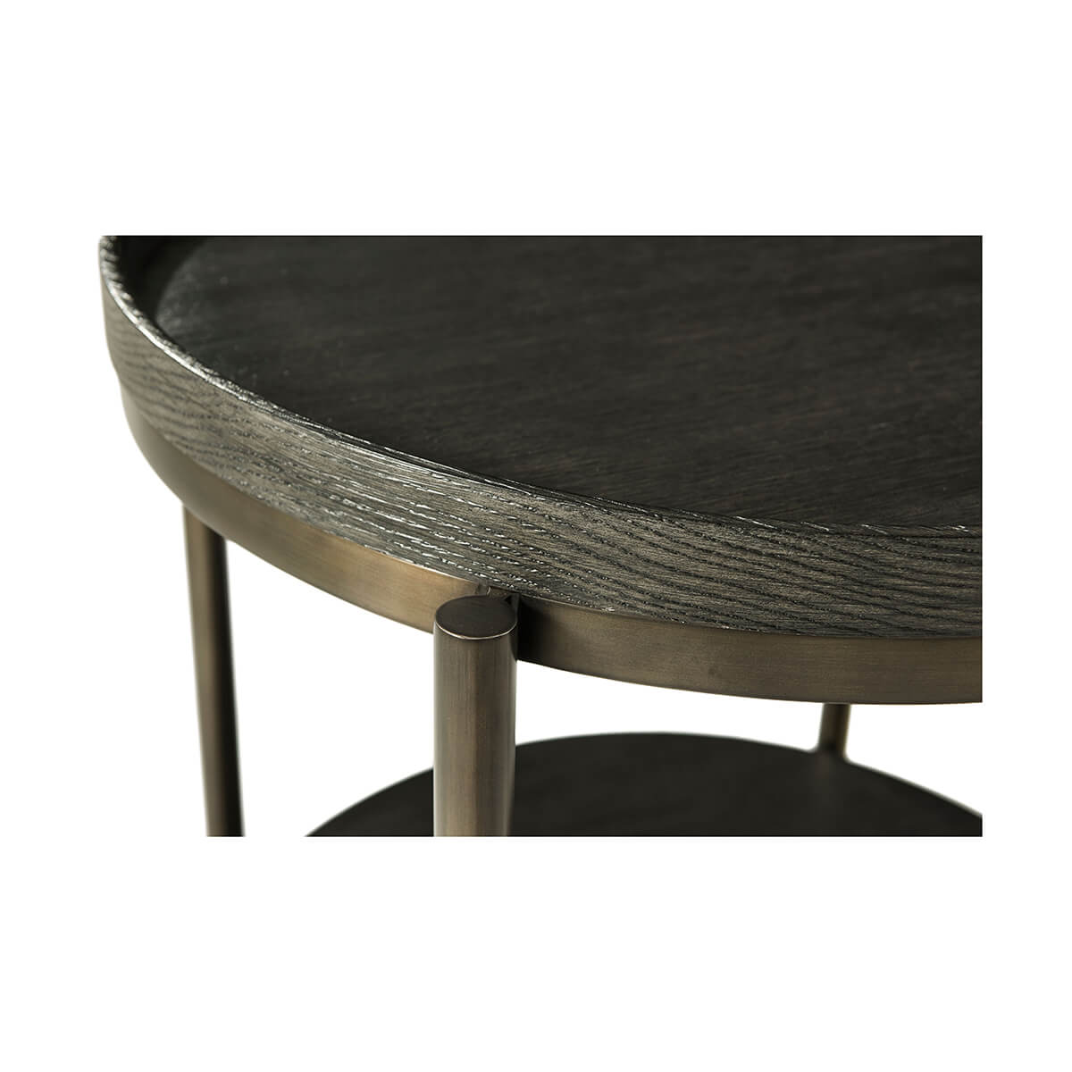 Charcoal Oak Round Side Table - English Georgian America