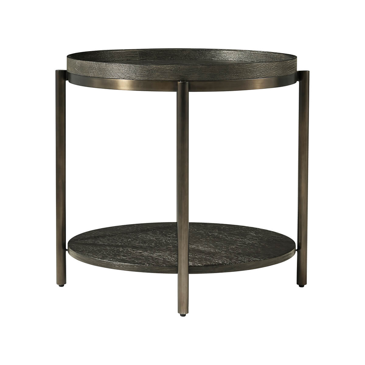 Charcoal Oak Round Side Table - English Georgian America