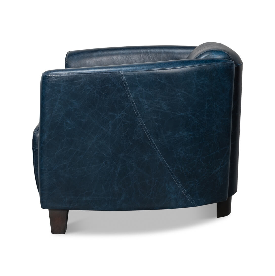 Chateau Blue Leather Club Chair - English Georgian America