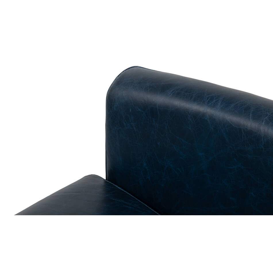 Chateau Blue Leather Club Chair - English Georgian America