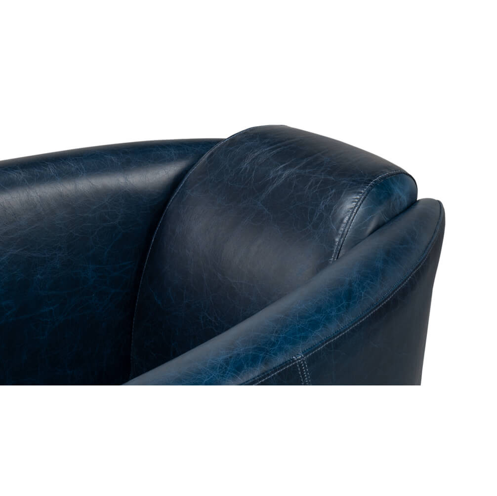 Chateau Blue Leather Club Chair - English Georgian America