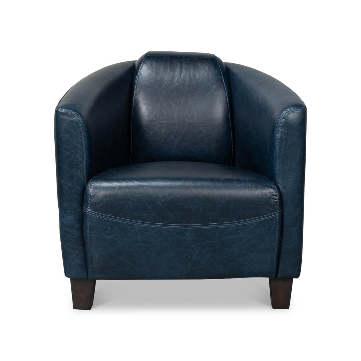 Chateau Blue Leather Club Chair - English Georgian America