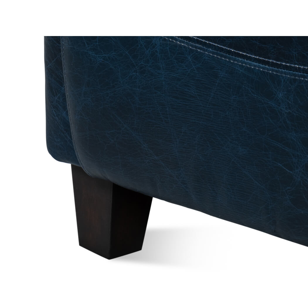 Chateau Blue Leather Club Chair - English Georgian America