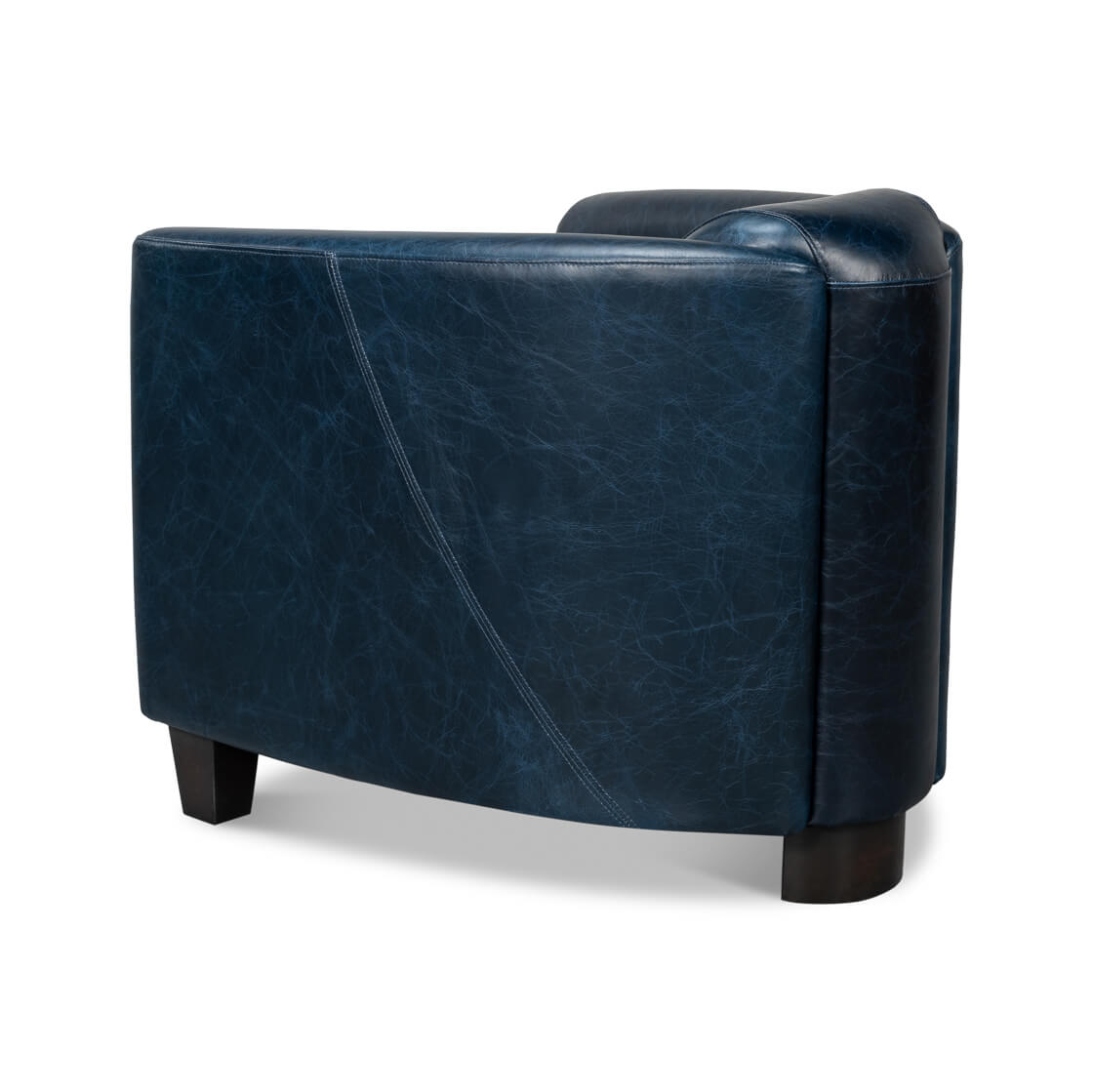 Chateau Blue Leather Club Chair - English Georgian America