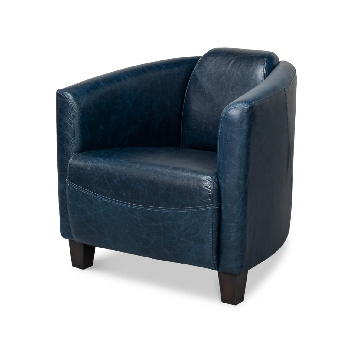 Chateau Blue Leather Club Chair - English Georgian America