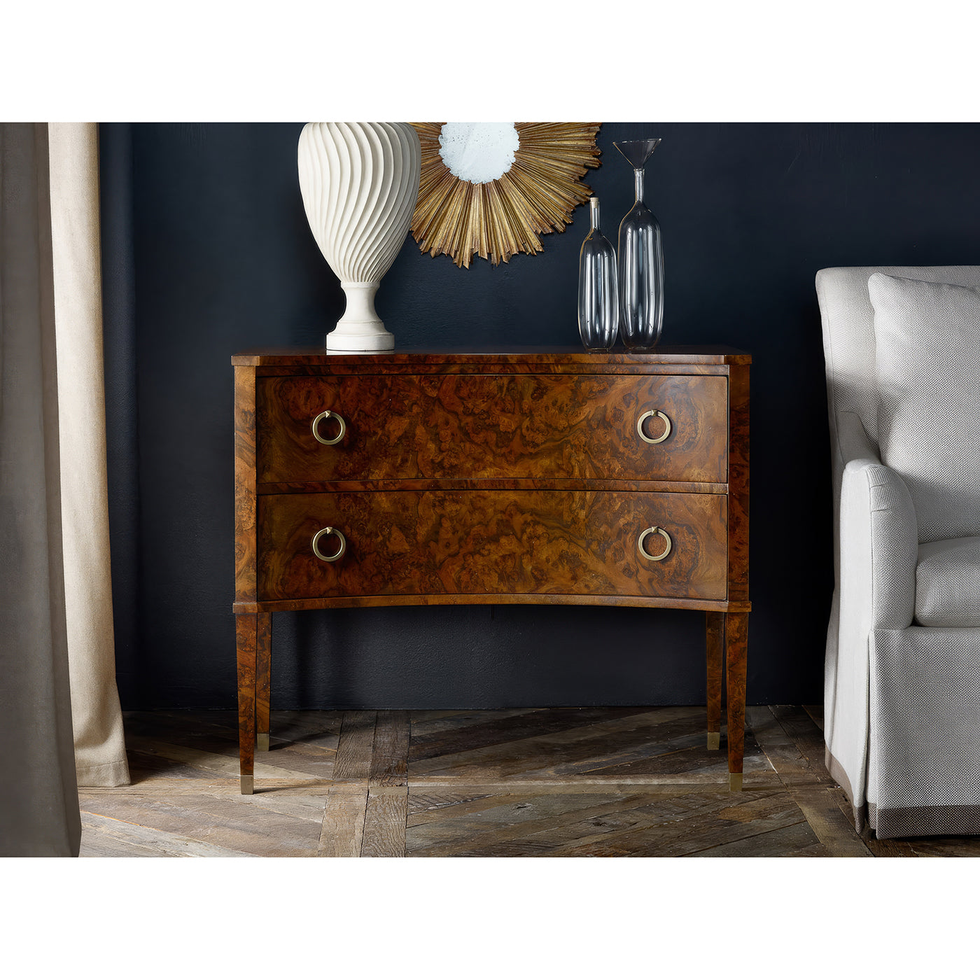 Burl Walnut Chest of Drawers