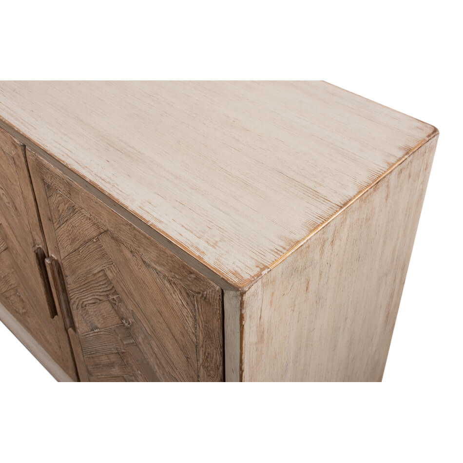 Chevron Reclaimed Wood Buffet Cabinet - English Georgian America