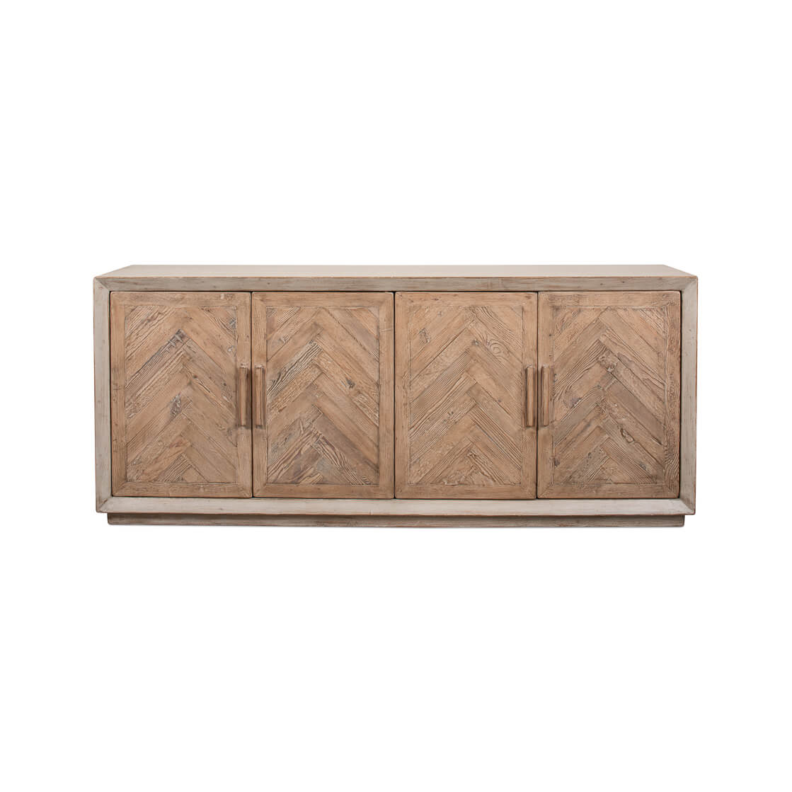 Chevron Reclaimed Wood Buffet Cabinet - English Georgian America