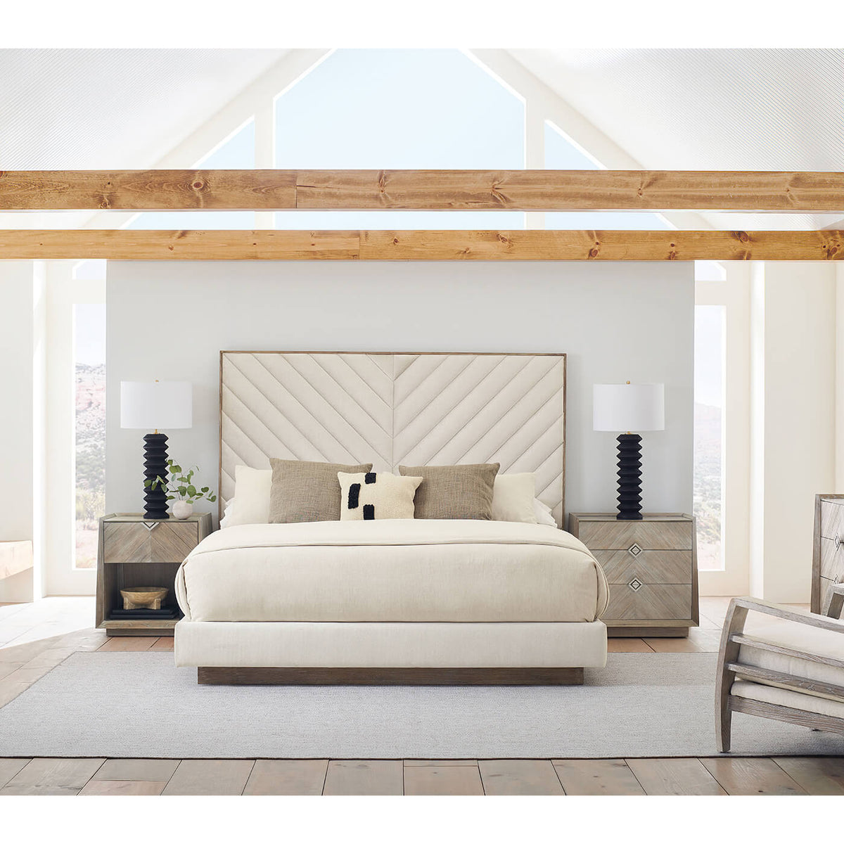 Chevron Tufted Upholstered King Bed - English Georgian America