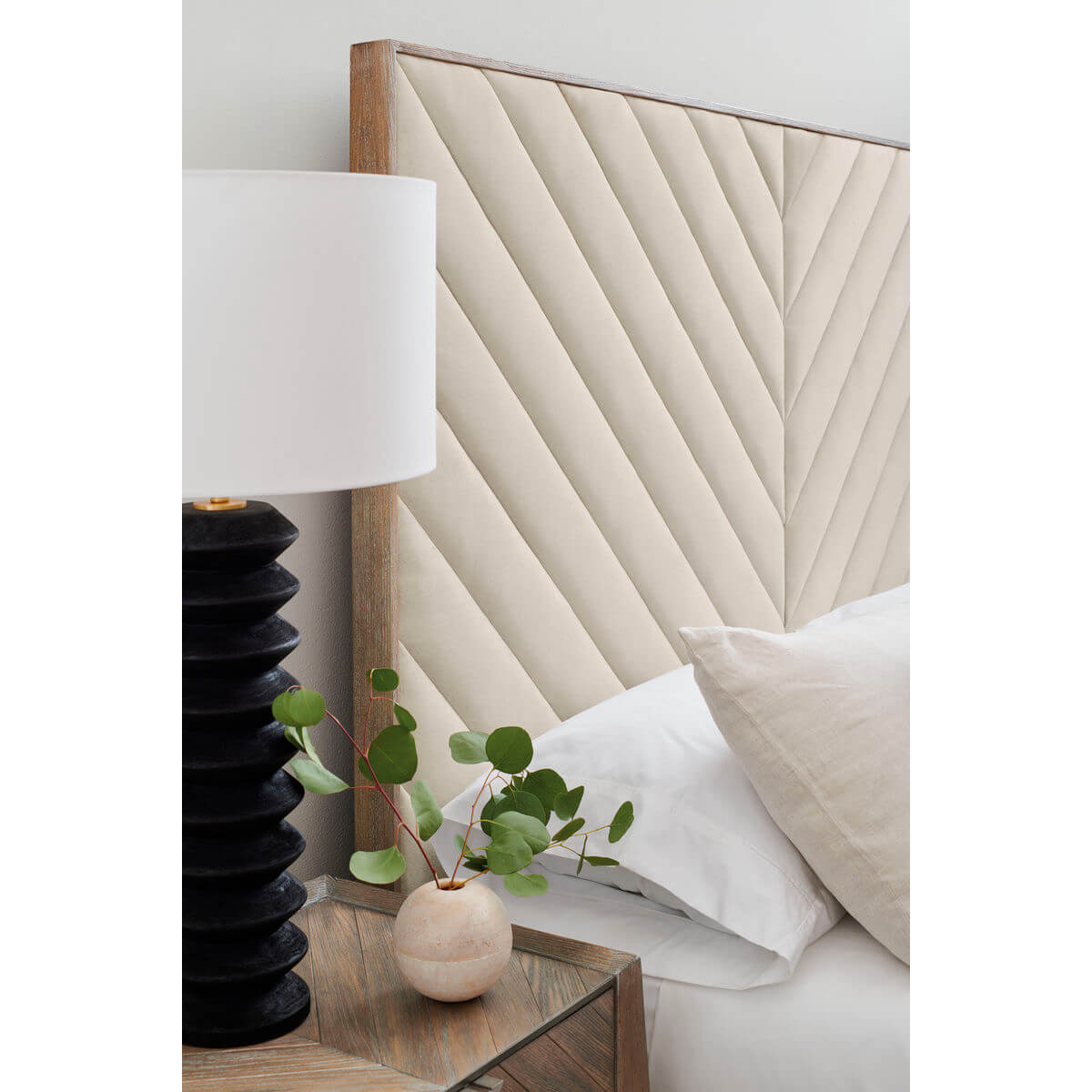 Chevron Tufted Upholstered Queen Bed - English Georgian America