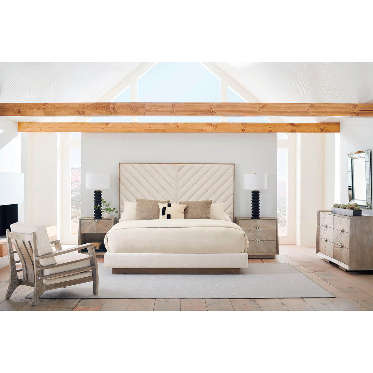 Chevron Tufted Upholstered Queen Bed - English Georgian America