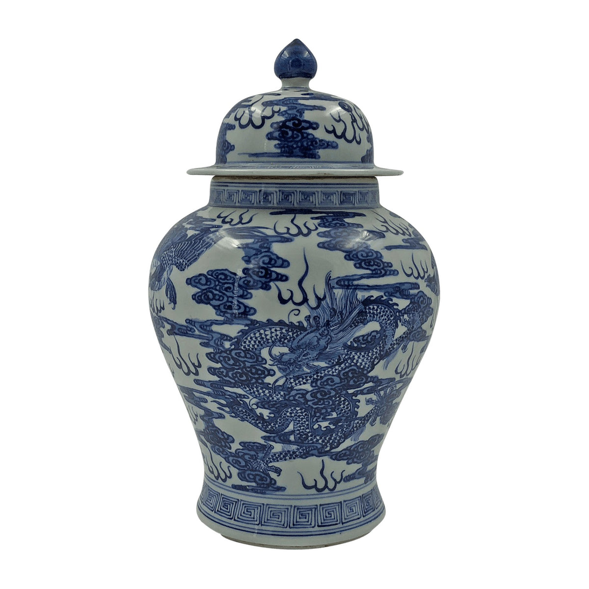 Chinese Blue and White Dragon Ginger Jar - English Georgian America