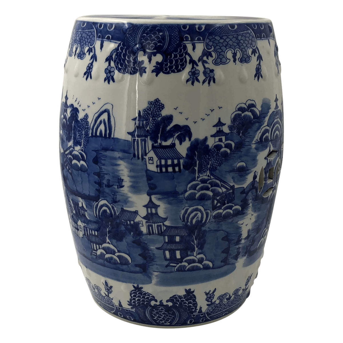 Chinese Blue and White Porcelain Garden Stool - English Georgian America