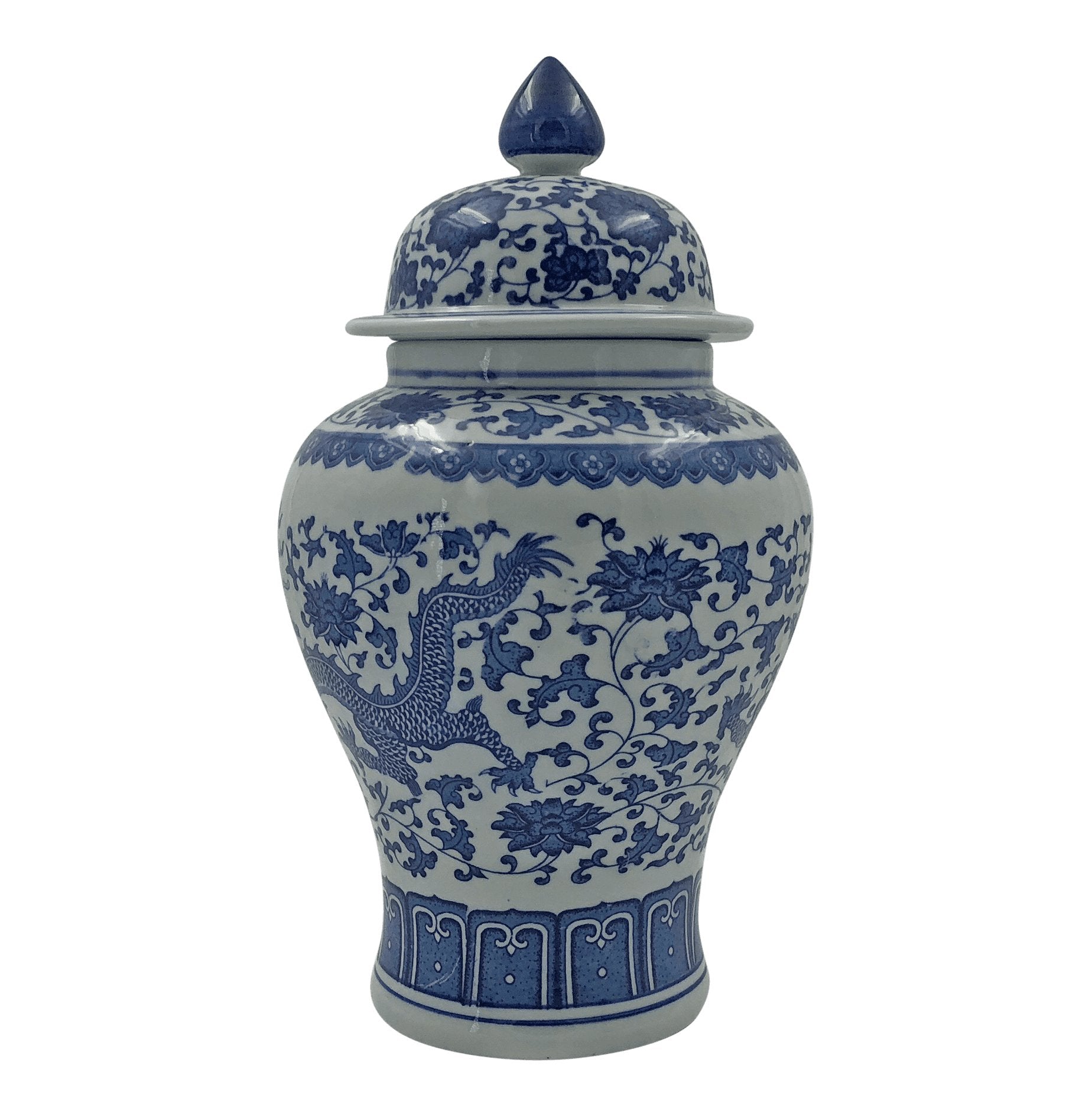 Chinese Blue and White Small Dragon Jar - English Georgian America