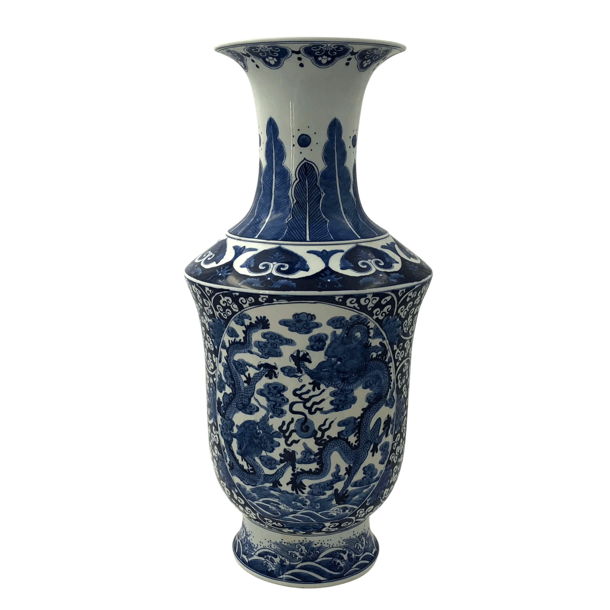 Chinese Export Blue and White Tall Vase - English Georgian America