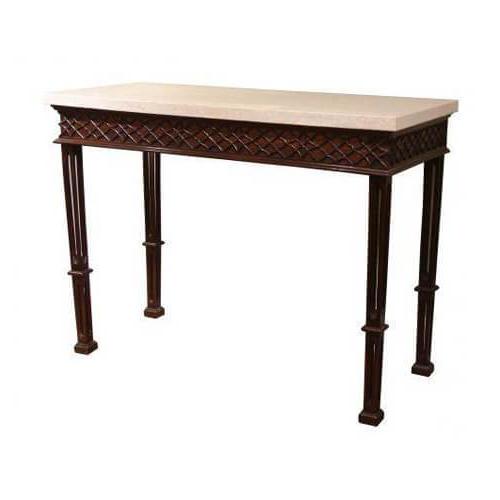 Chippendale Mahogany Side Table with Blind Fretwork - English Georgian America
