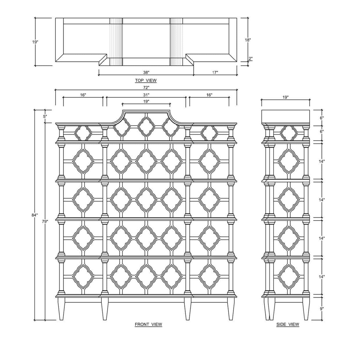Chippendale Pagoda Style Trellis Bookshelf – Emerald Green Etagere - English Georgian America