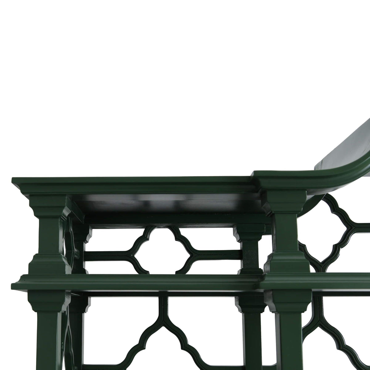 Chippendale Pagoda Style Trellis Bookshelf – Emerald Green Etagere - English Georgian America