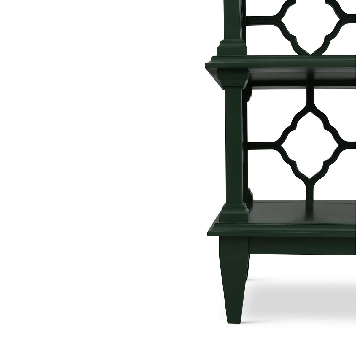 Chippendale Pagoda Style Trellis Bookshelf – Emerald Green Etagere - English Georgian America