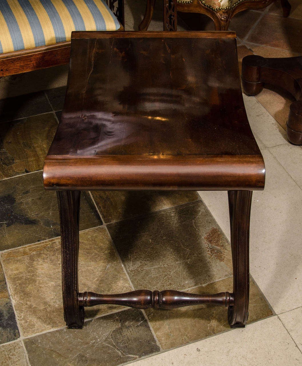 Chippendale Style Saddle Seat Stool - English Georgian America