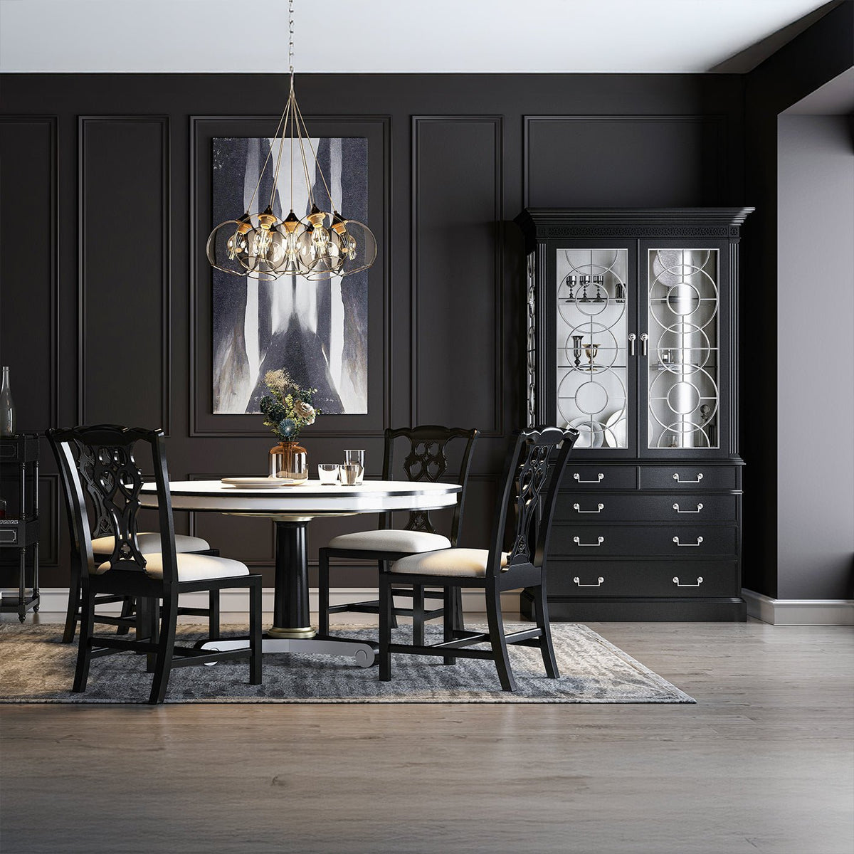 Classic Black Display Cabinet - English Georgian America