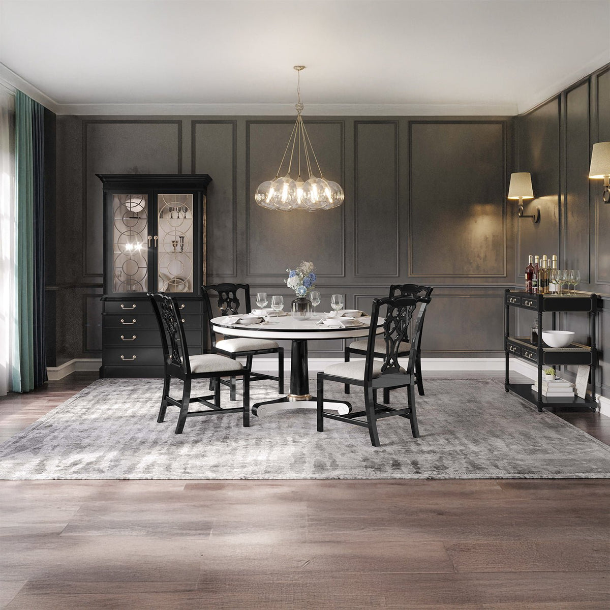 Classic Black Display Cabinet - English Georgian America