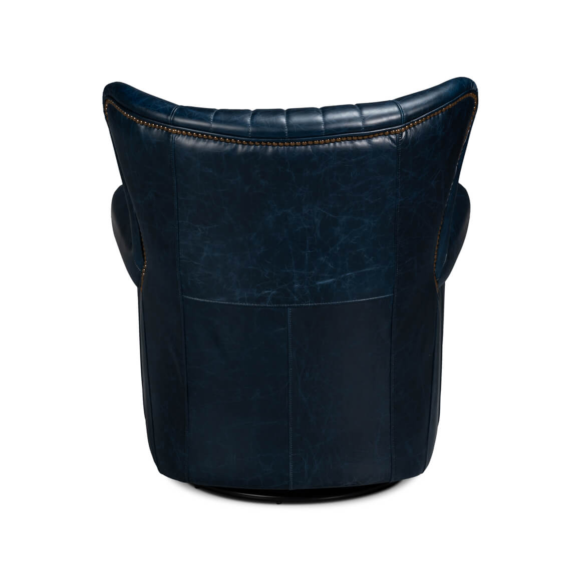Classic Blue Leather Swivel Chair - English Georgian America