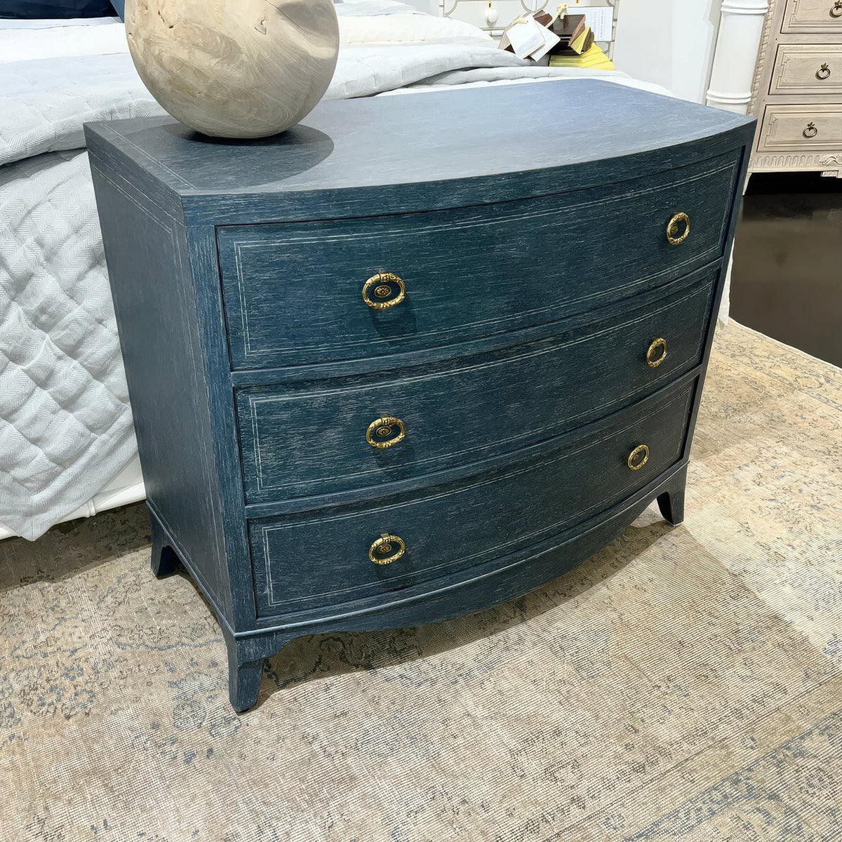 Classic Blue Painted Bedside Chest - English Georgian America