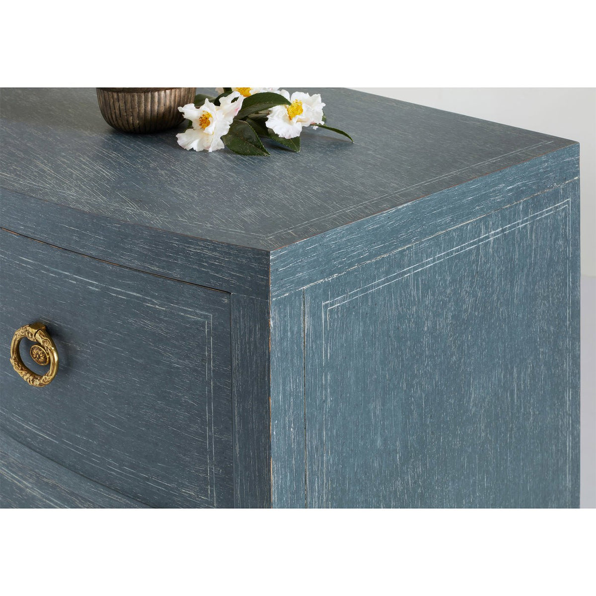 Classic Blue Painted Bedside Chest - English Georgian America