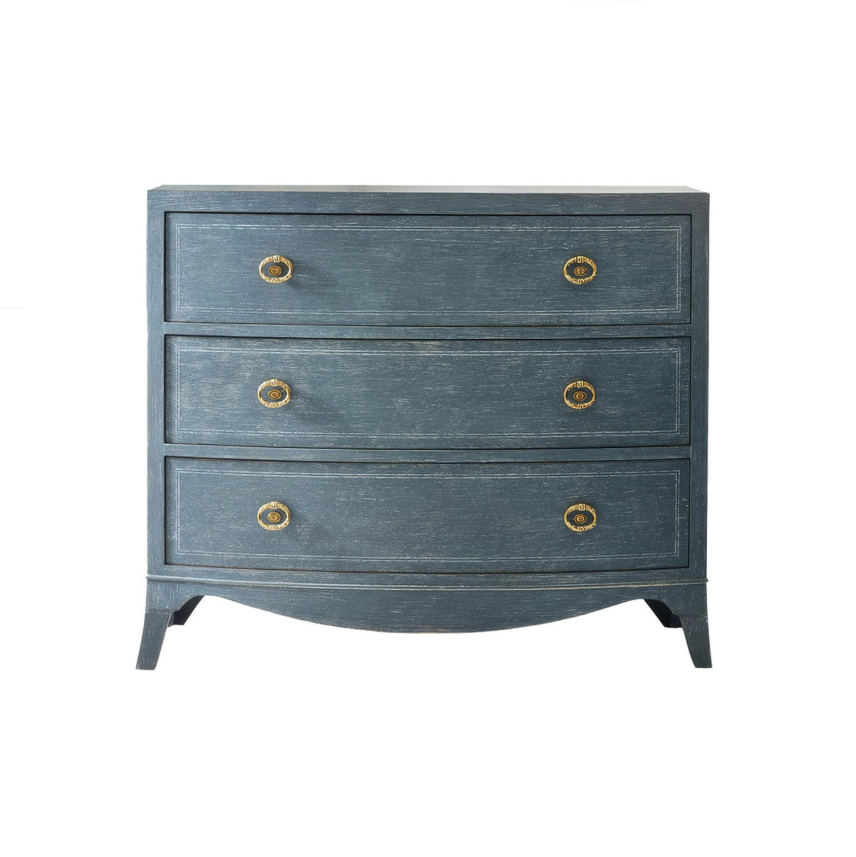 Classic Blue Painted Bedside Chest - English Georgian America