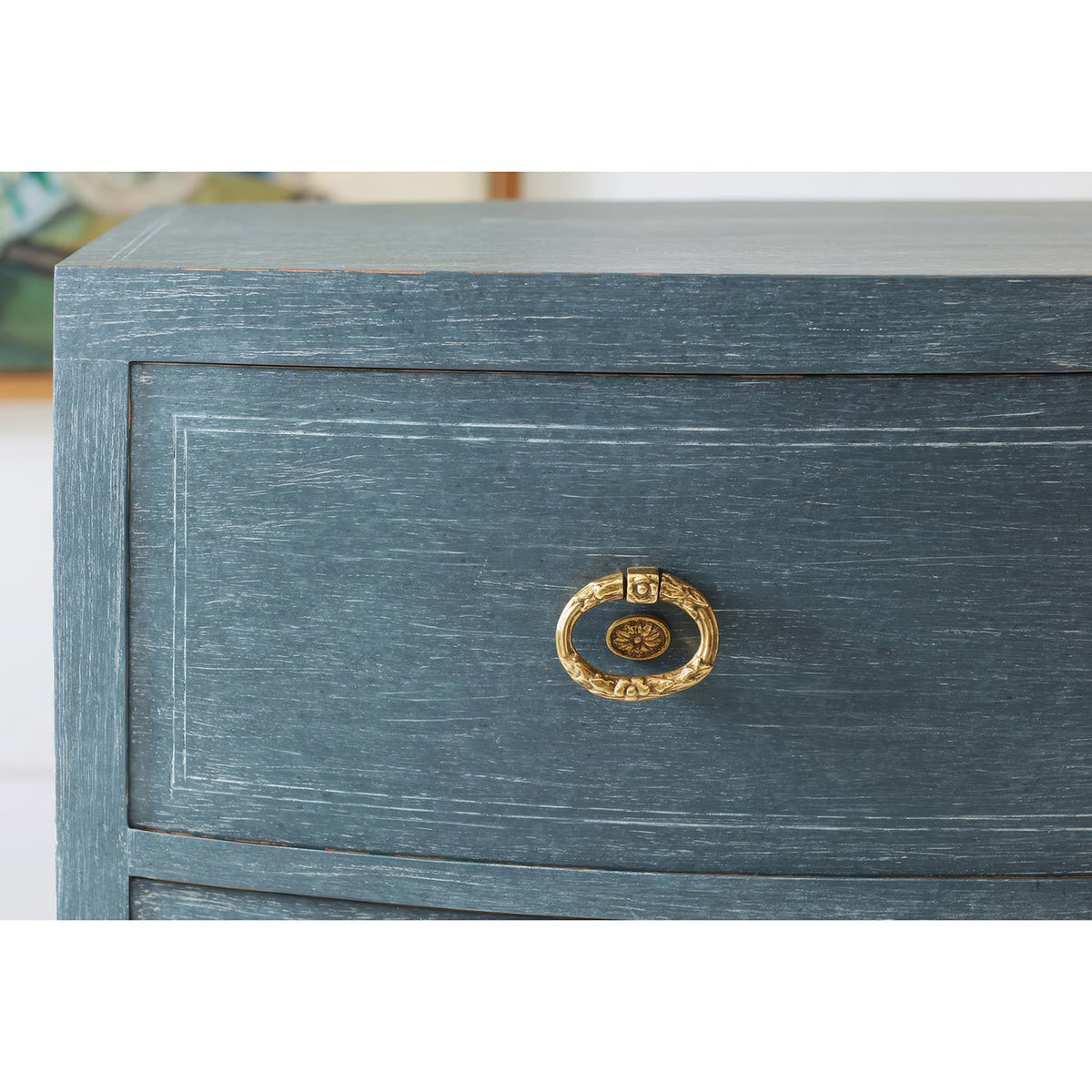 Classic Blue Painted Bedside Chest - English Georgian America