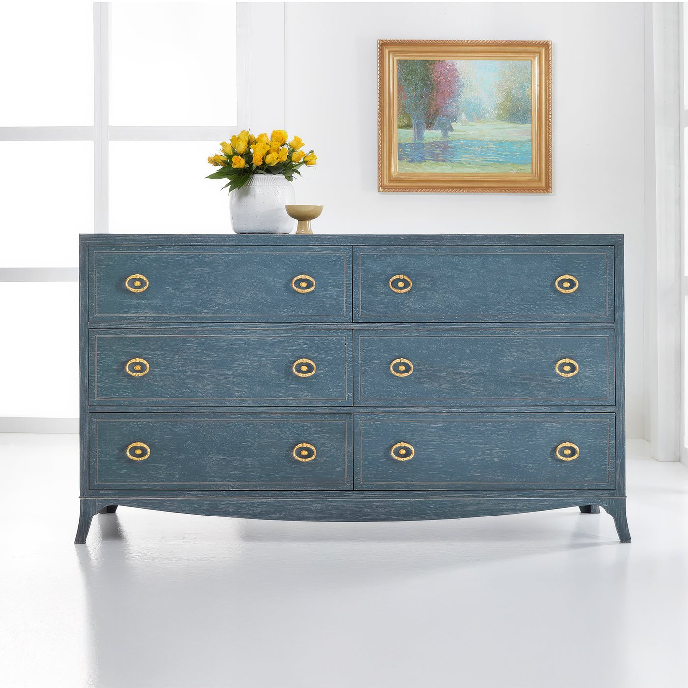 Classic Blue Painted Dresser - English Georgian America