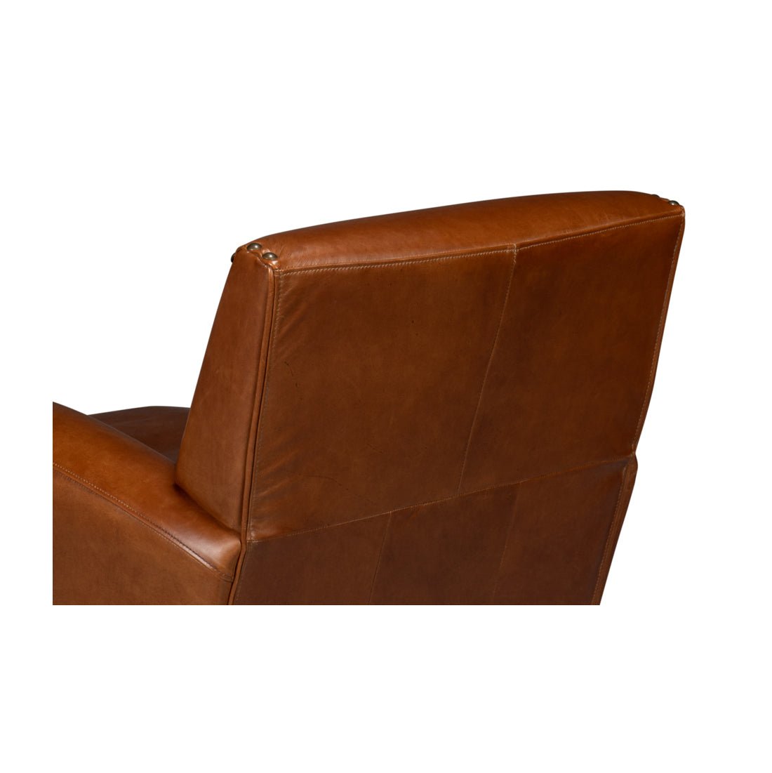 Classic Brown Leather Swivel Armchair - English Georgian America