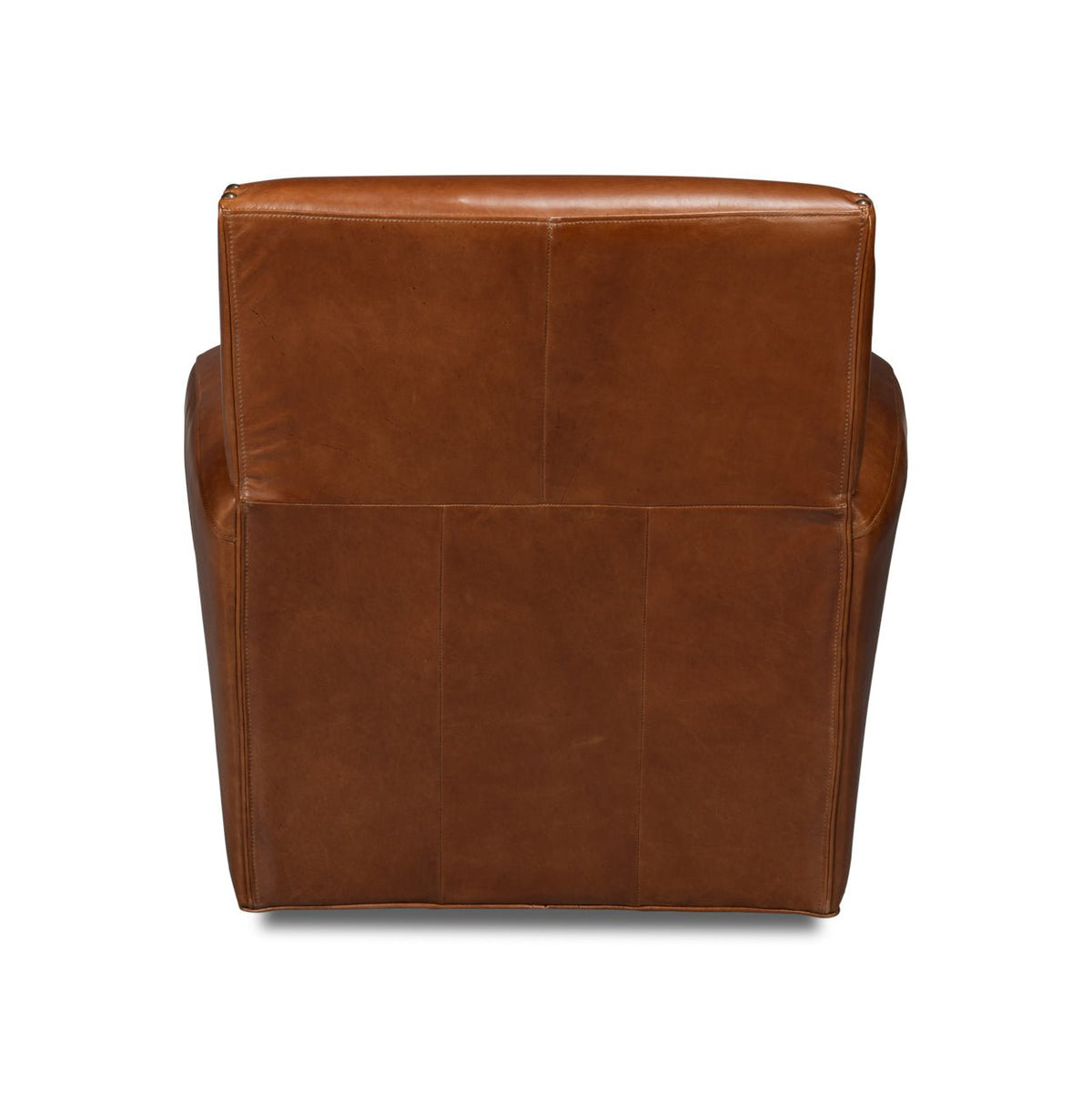 Classic Brown Leather Swivel Armchair - English Georgian America