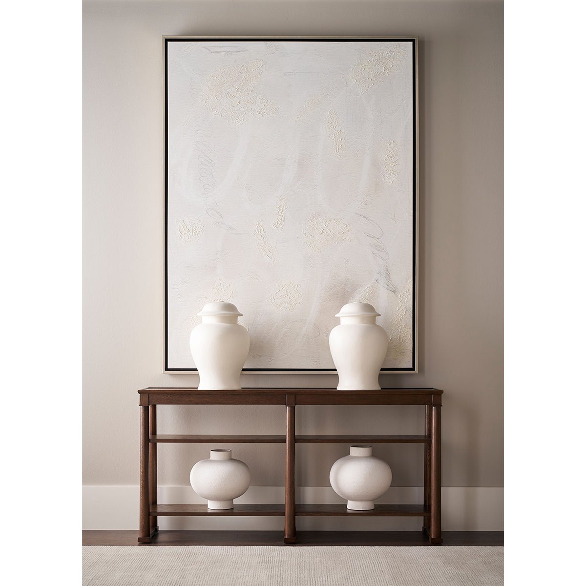 Classic Brown Oak Console - English Georgian America