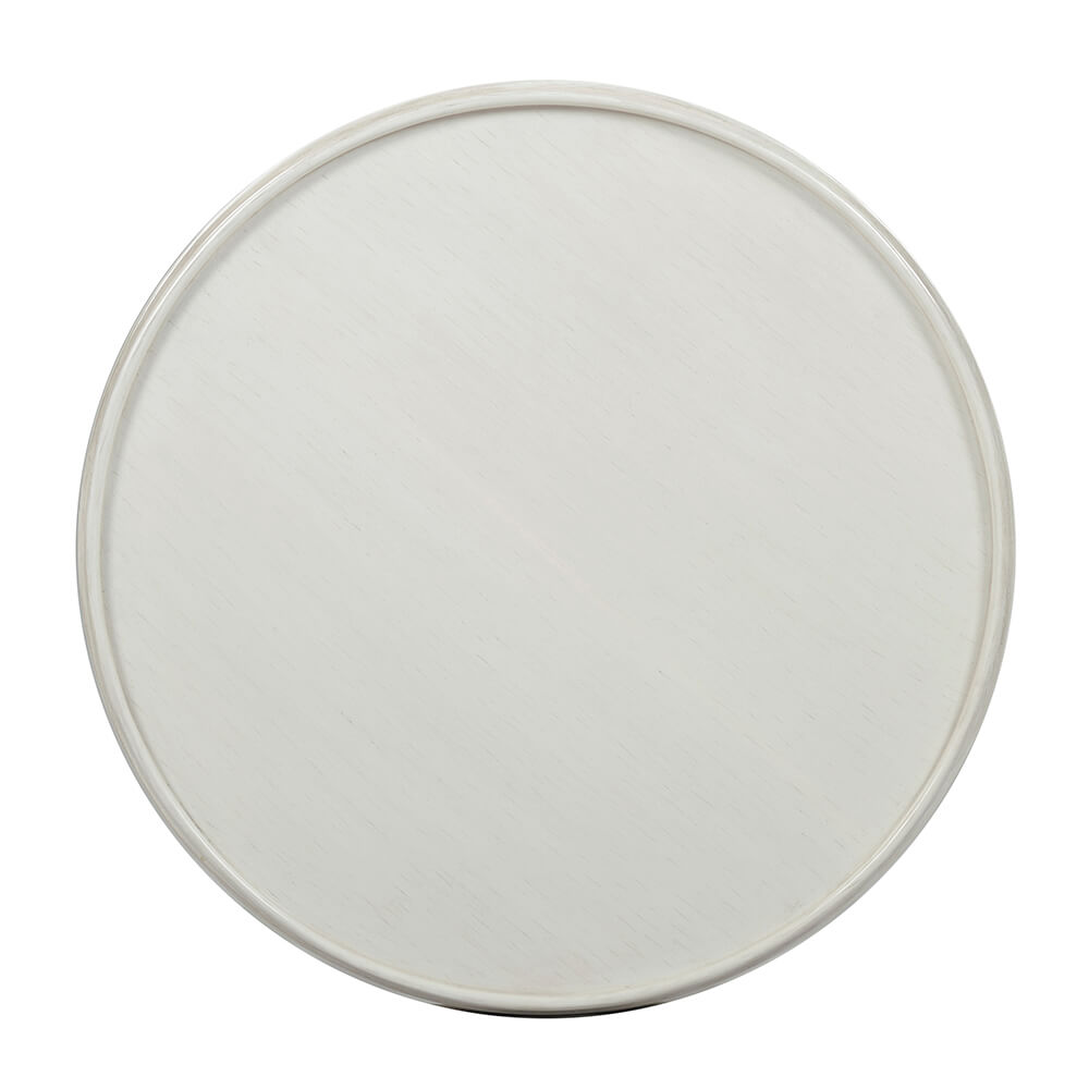 Classic Distressed White Round End Table - English Georgian America