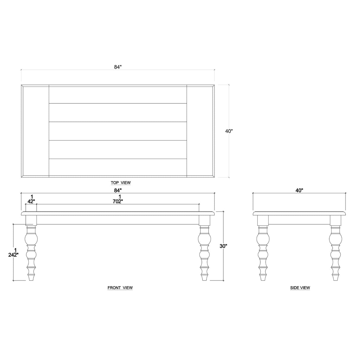 Classic Farmhouse Dining Table - Charleston Grey - English Georgian America