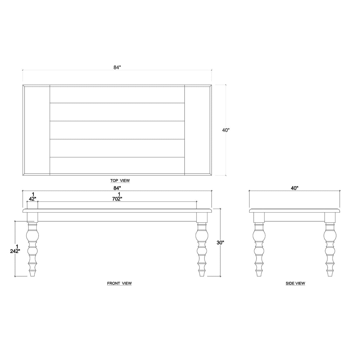 Classic Farmhouse Dining Table - Walnut Finish - English Georgian America
