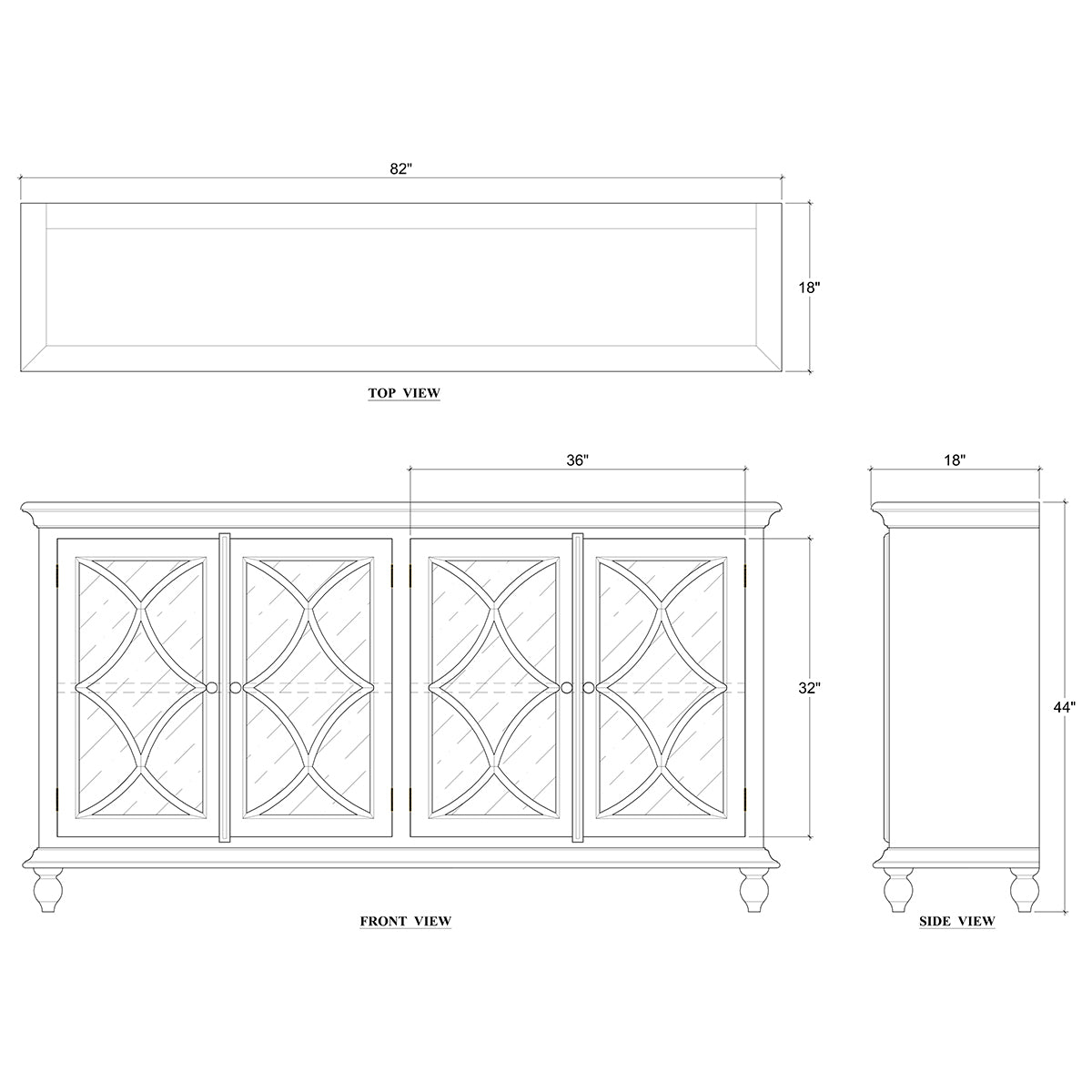 Classic Four Door Credenza - English Georgian America