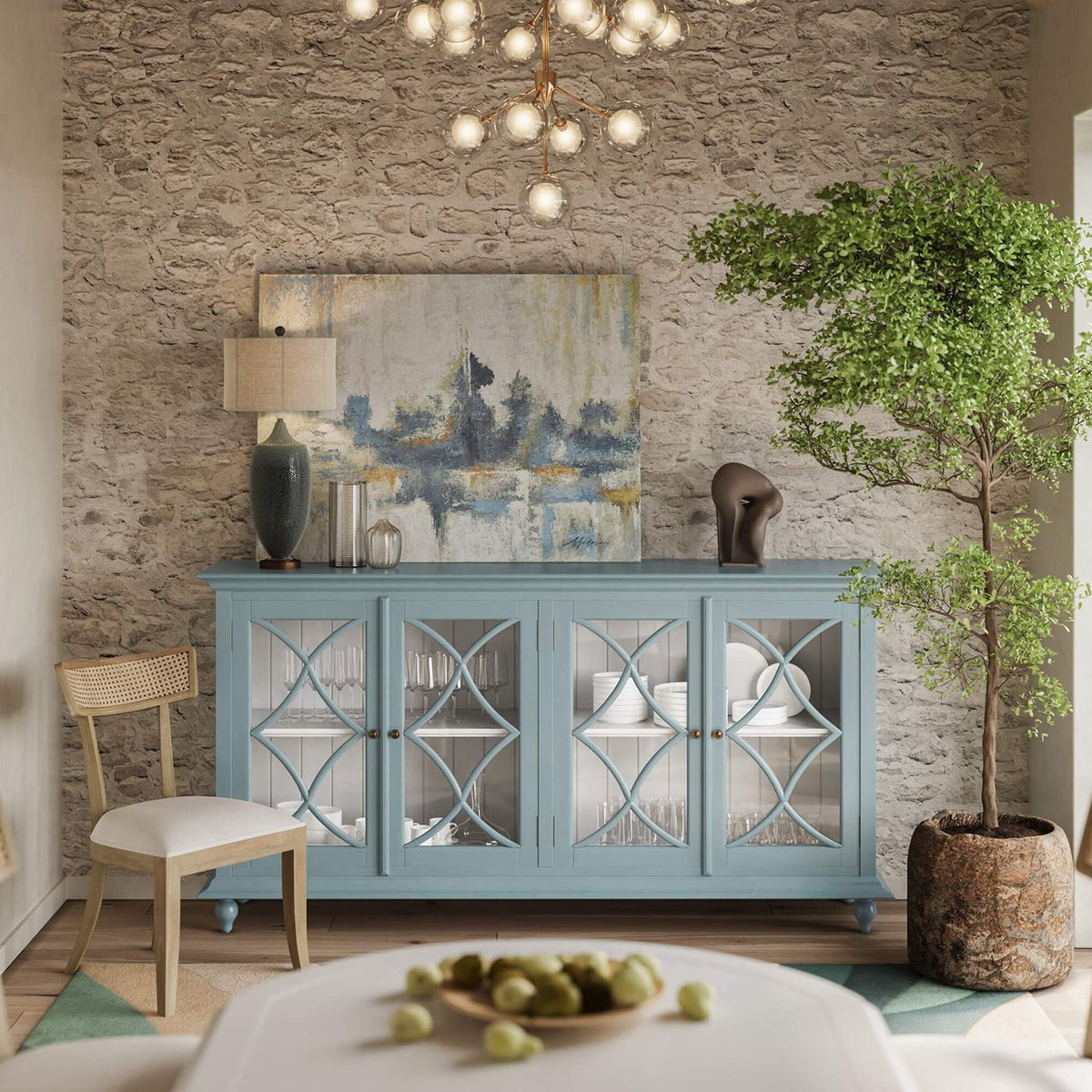 Classic Four Door Credenza - Frosted Blue - English Georgian America
