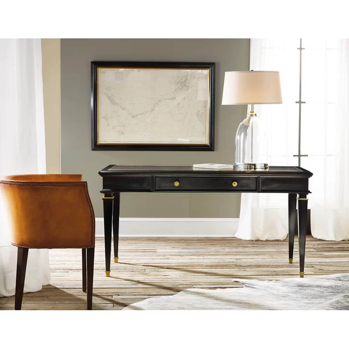 Classic French Black Desk - English Georgian America